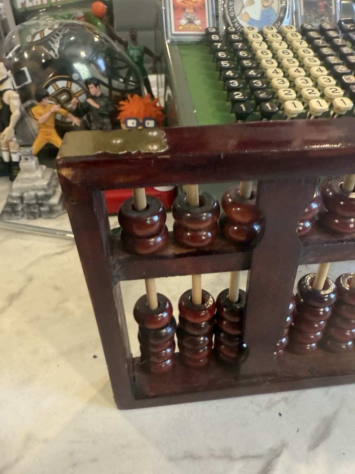 VTG 12” Abacus 13 Pole 91 Bead Brown Wood Handmade Chinese Counter🇨🇳💰 3