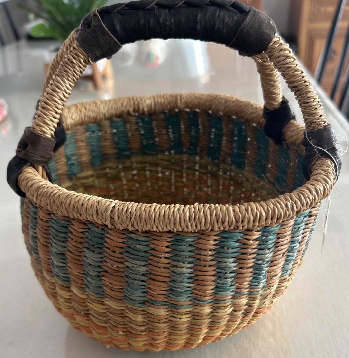 African Market Blessing Basket Handcrafted in Ghana Nyamah Adongo Signed 2