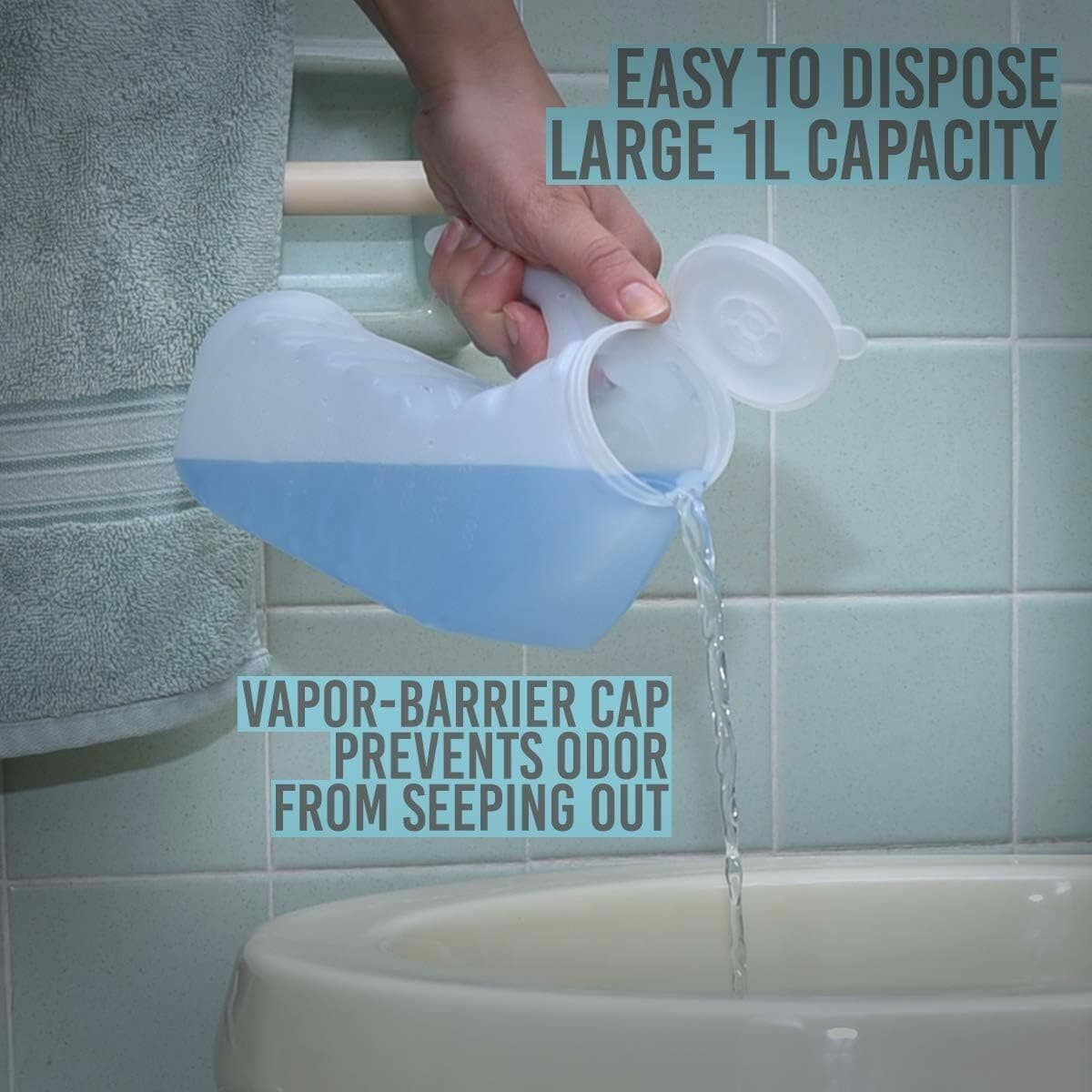 Urinals for Men (Pack of 2) Male Urinal with Odor-Shield Lid 3