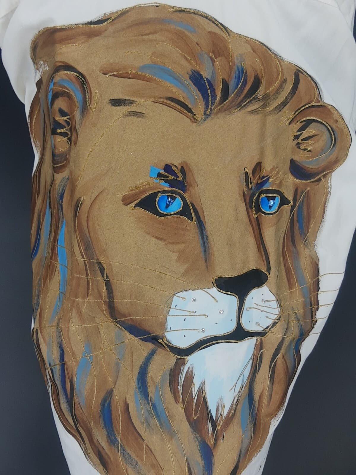 VTG Hand Painted Lion Shirt Julie A  California 80's 90's Artsy Streetwear 5