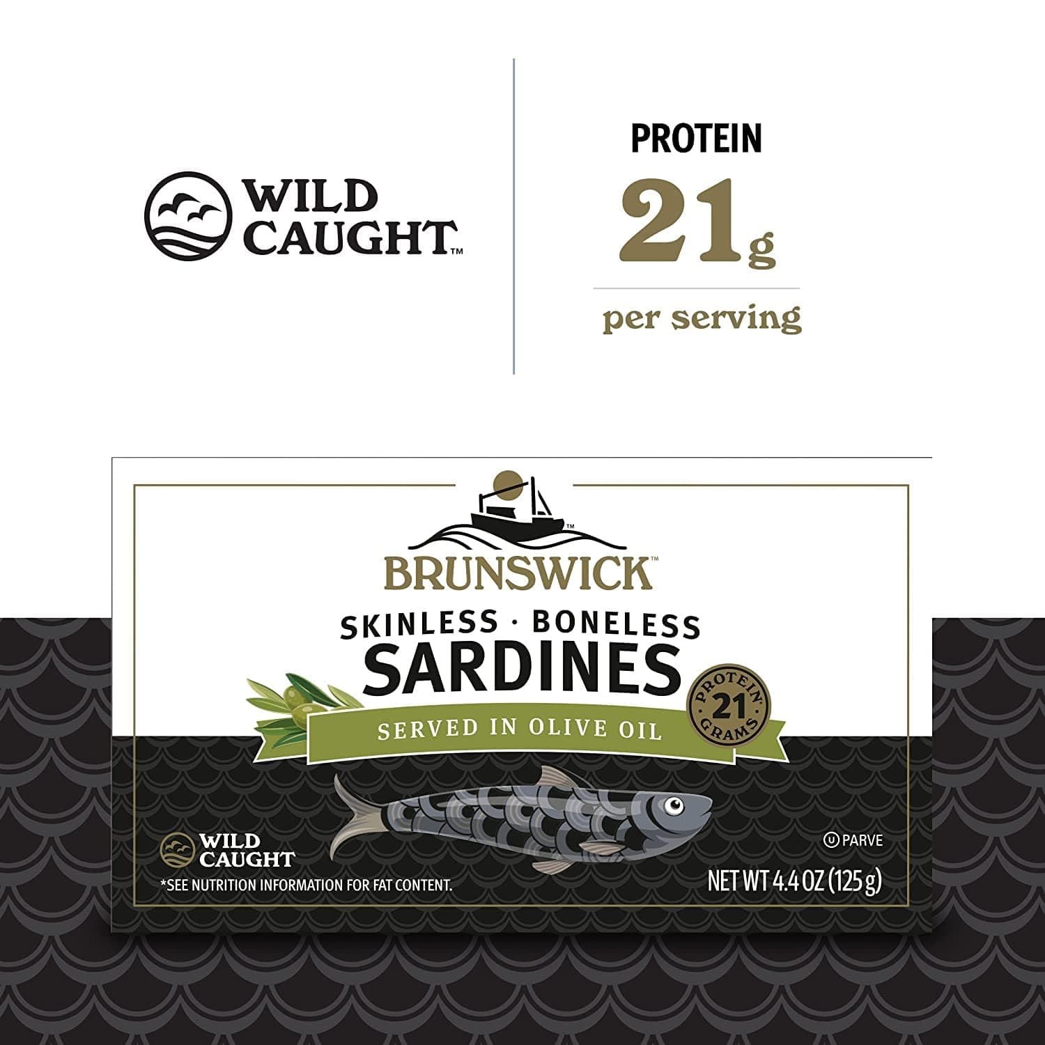 Wild Caught Skinless and Boneless Sardines, Served in Olive Oil, 4.4 Ounce 3