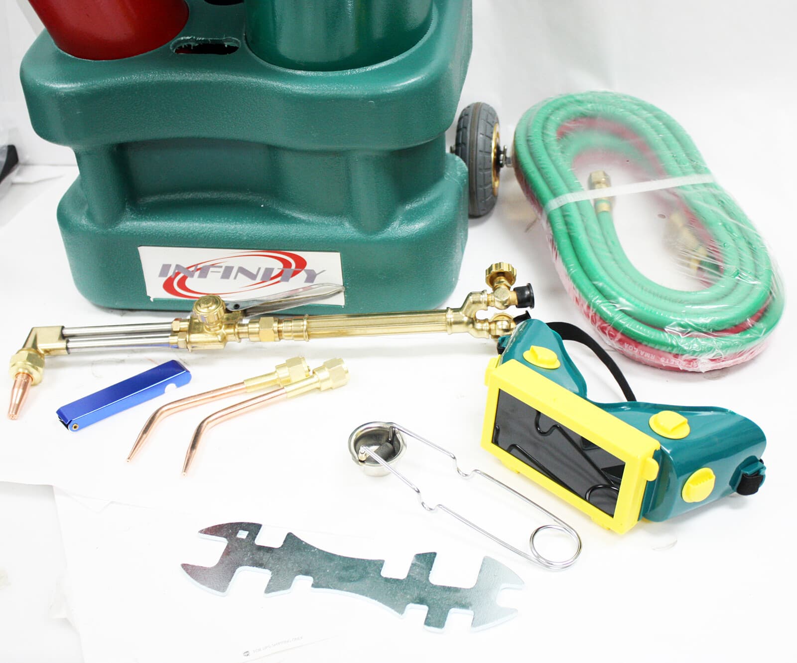 HVAC Brazing Welding Cutting Torch Kit w/Oxygen Acetylene Tanks Regulator & TOTE 5