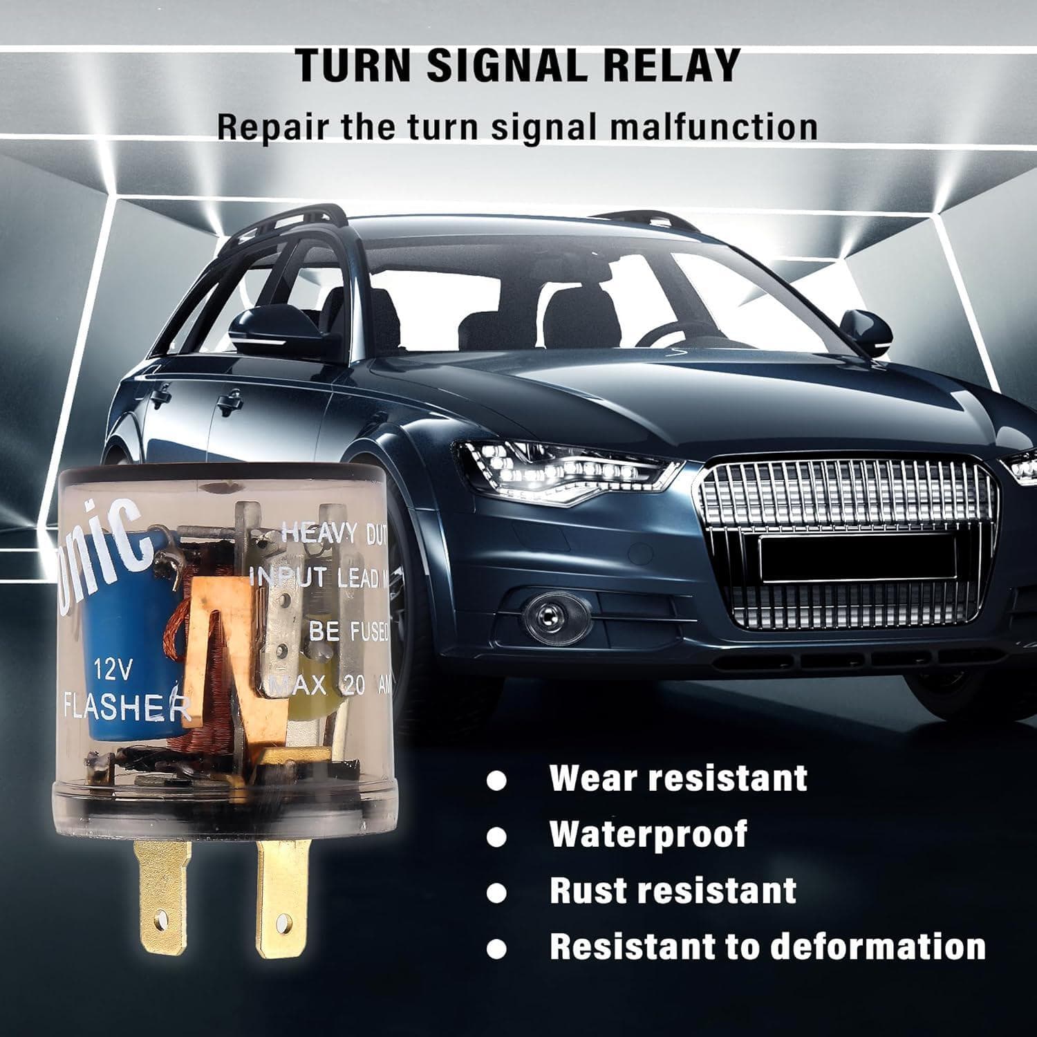 2PCS LED Flasher Relay,Heavy Duty 12V 2-Pin Electric LED Turn Signal Relay 6