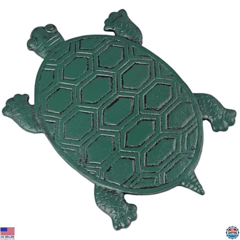 Charming Cast Iron Tortoise Stepping Stone - Green Turtle Garden & Walkway Paver