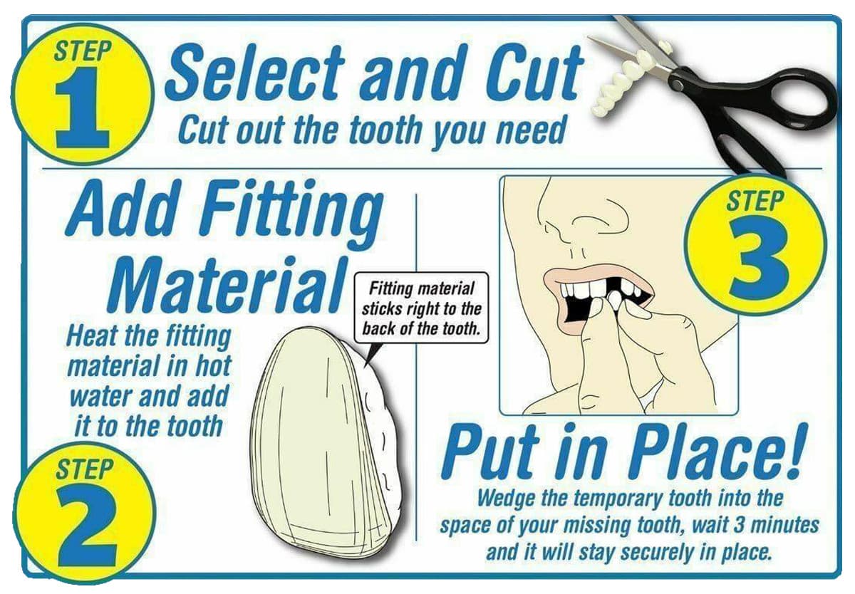 3 Pack Set Instant Smile  All Shades Temporary Teeth Replacement Kit  3