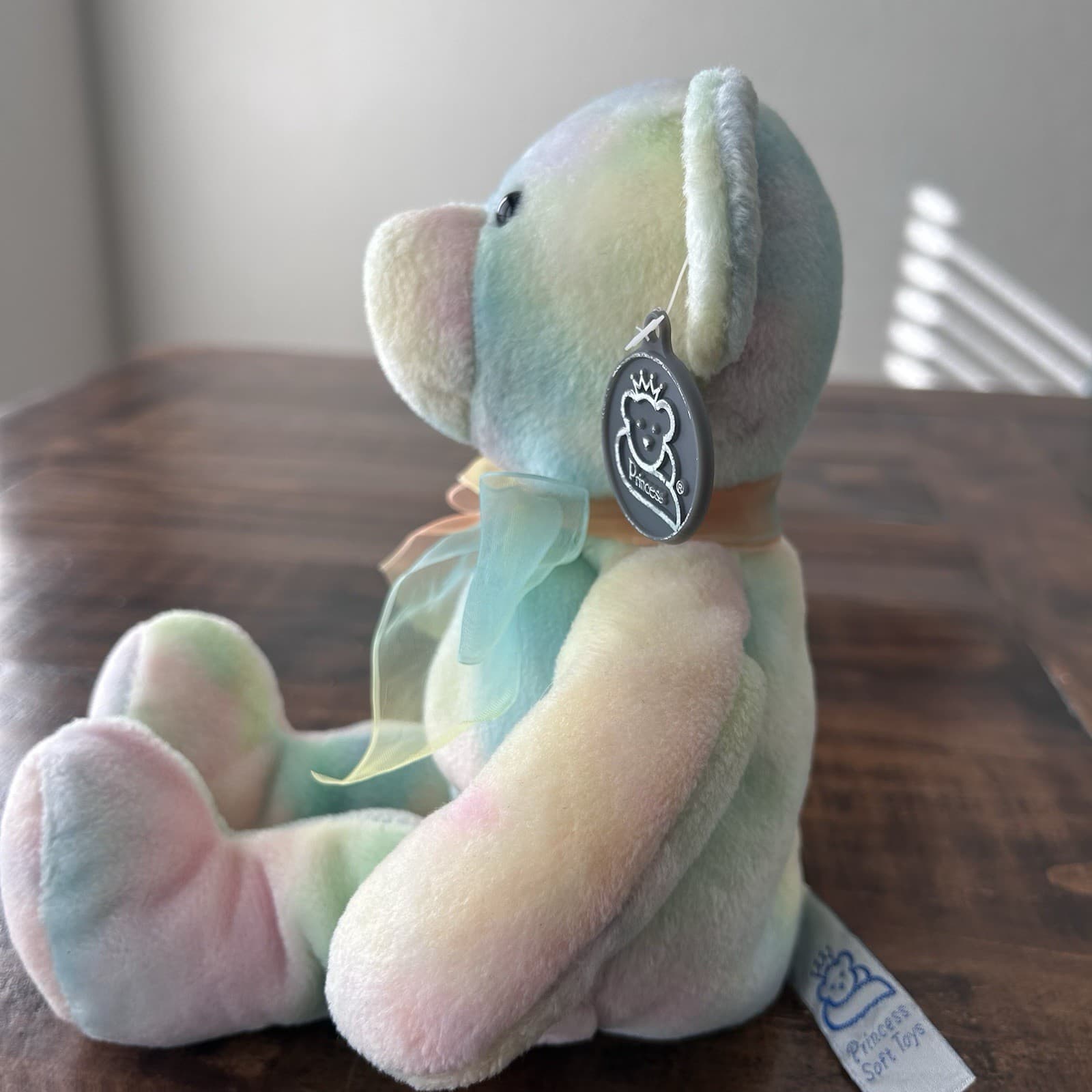 Teddy Bear  Princess Soft Toy Stuffed Plush Pastel Tie-Dye 12" Dated 2000 4