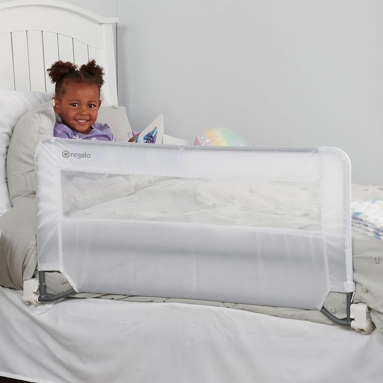 Regalo Swing Down Bed Rail Guard – 43" x 20" | Reinforced Anchor Safety System 3