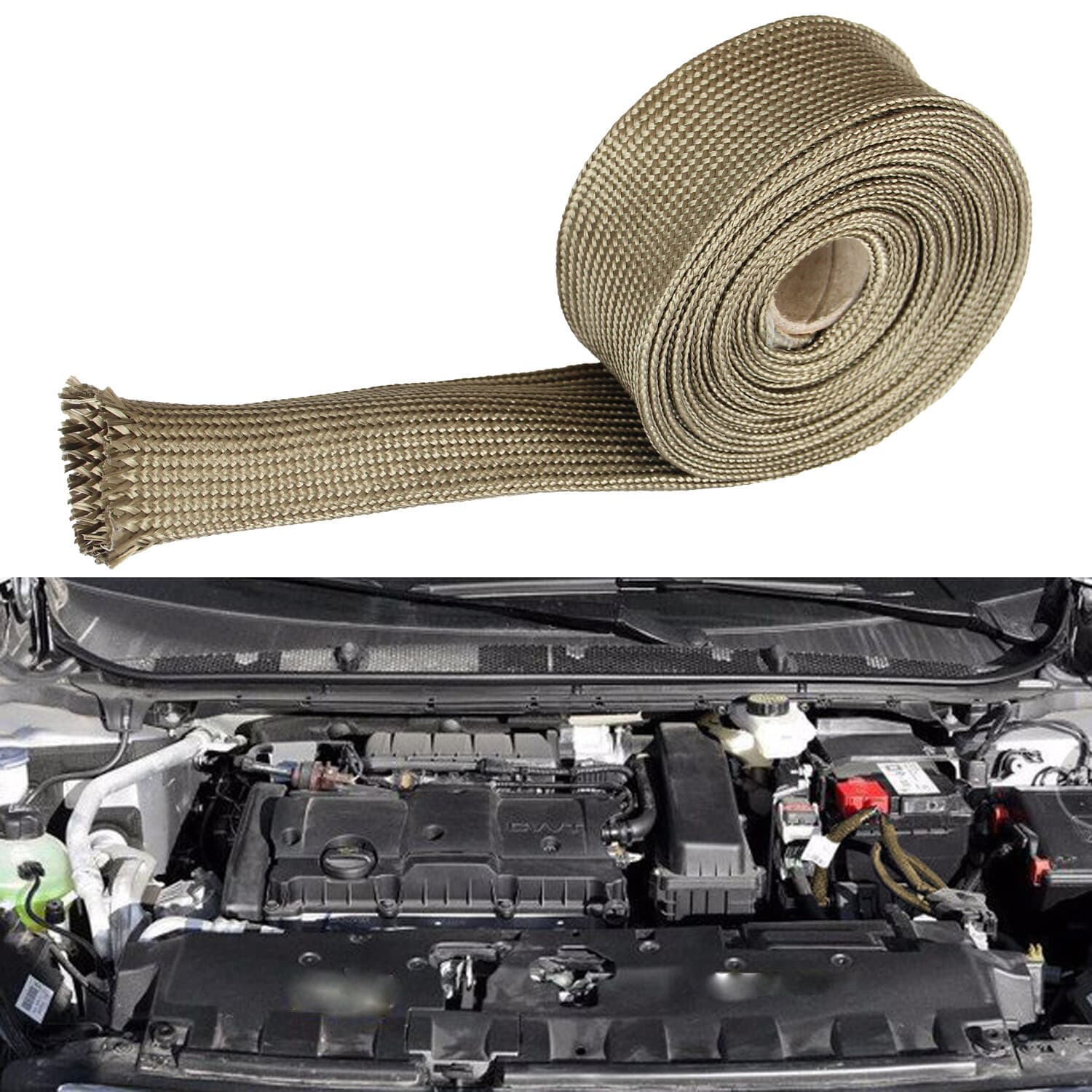 3/5" ID Titanium Heat Wrap Wire Shield Sleeve Adjustable Fuel Line Heat Shield 2