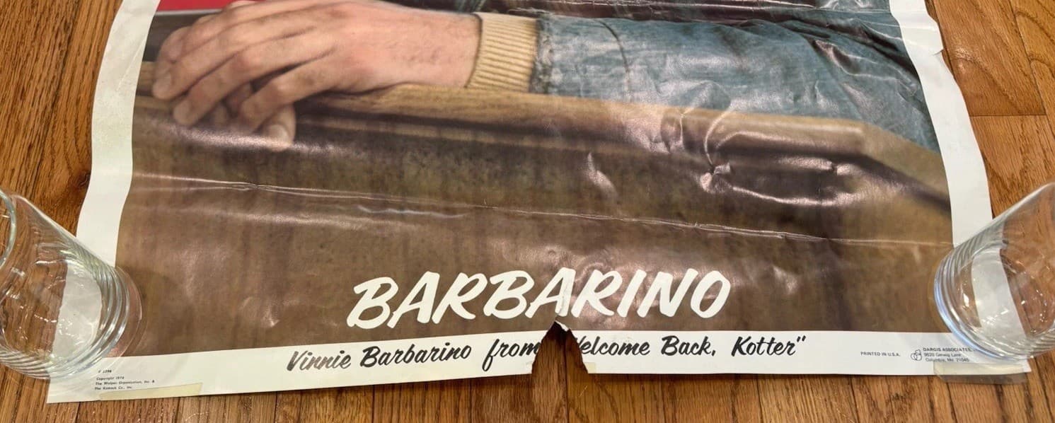VTG Vinnie Barbarino John Travolta Welcome Back Kotter Poster 1976 35"X23" READ 4