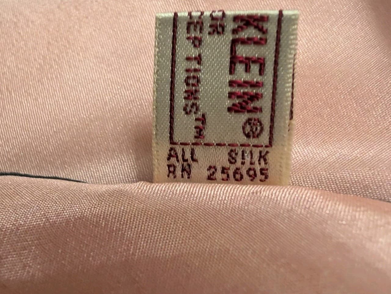 Vintage Anne Klein Baby Pink Gray Edge Pointed Silk Head Or Neck Scarf 66 x 6.5" 5