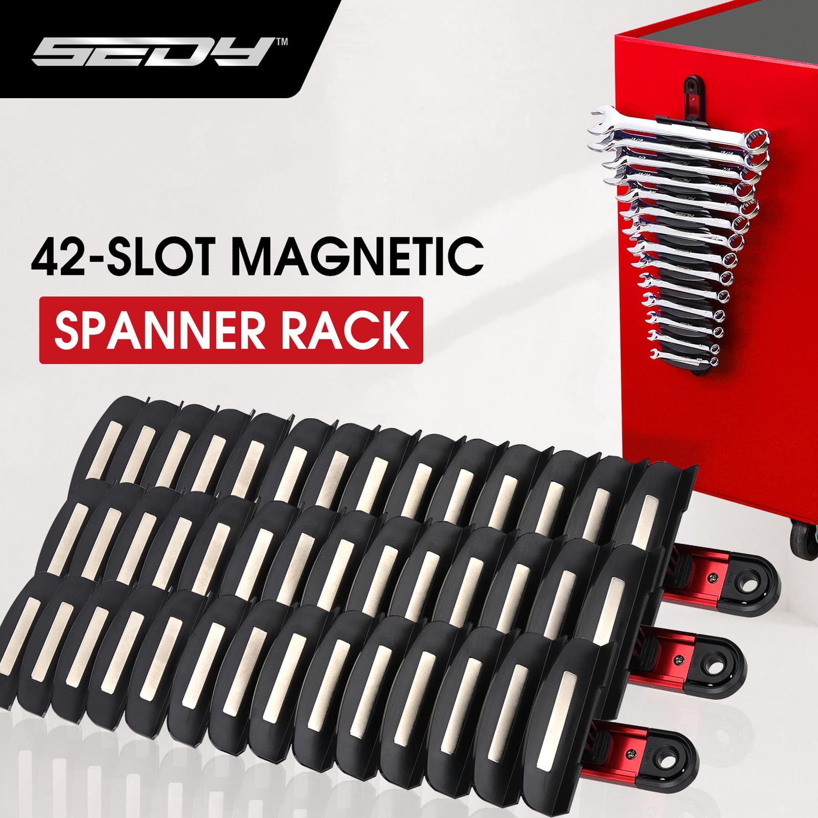 3PC Super Magnetic Wrench Holder Tool Organizer Adjustable Wall Hang 42 Spanner