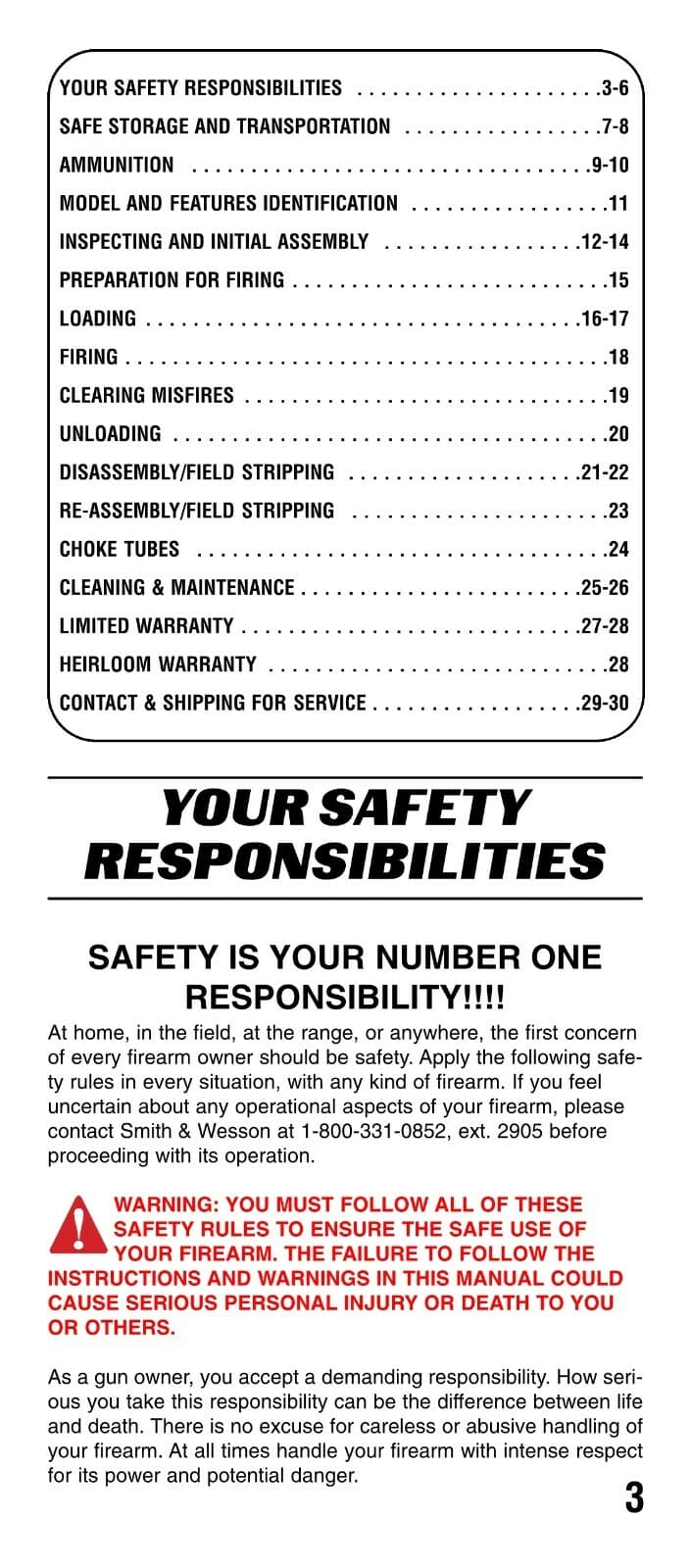 SMITH & WESSON Elite Silver Over/Under Shotgun Owners Manual   2