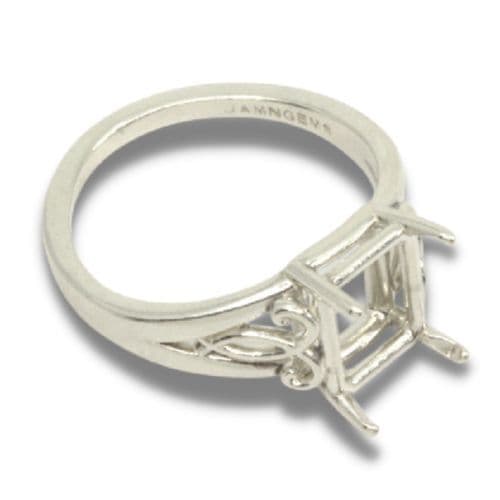 Sterling  (9x7mm - 11x9mm) Emerald Artisan Scroll Pre-notched Ring Mounting 2