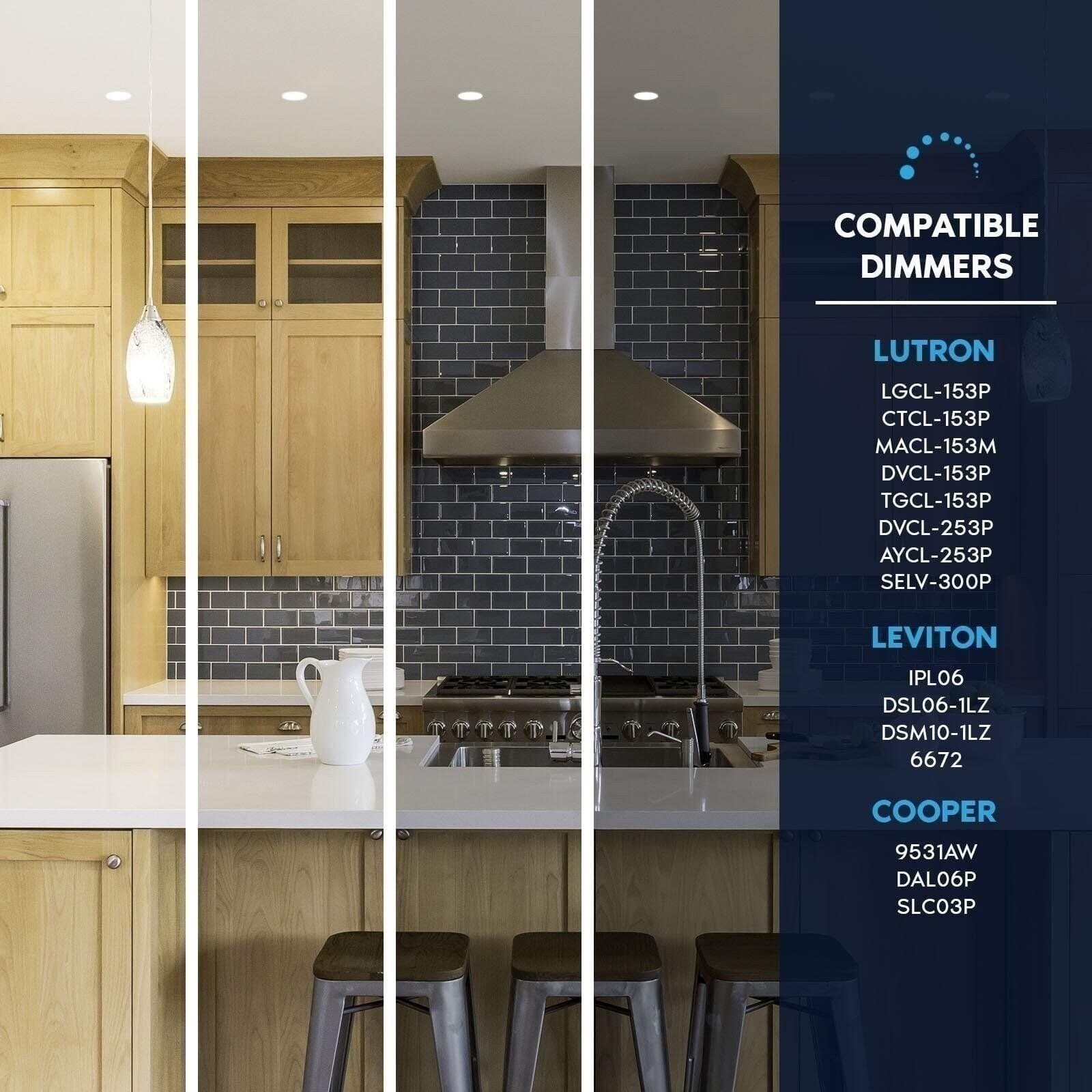 Luxrite 3 In. Trimless Recessed LED Light J-Box 15W 5CCT Spotlight 1100LM 6PK 6