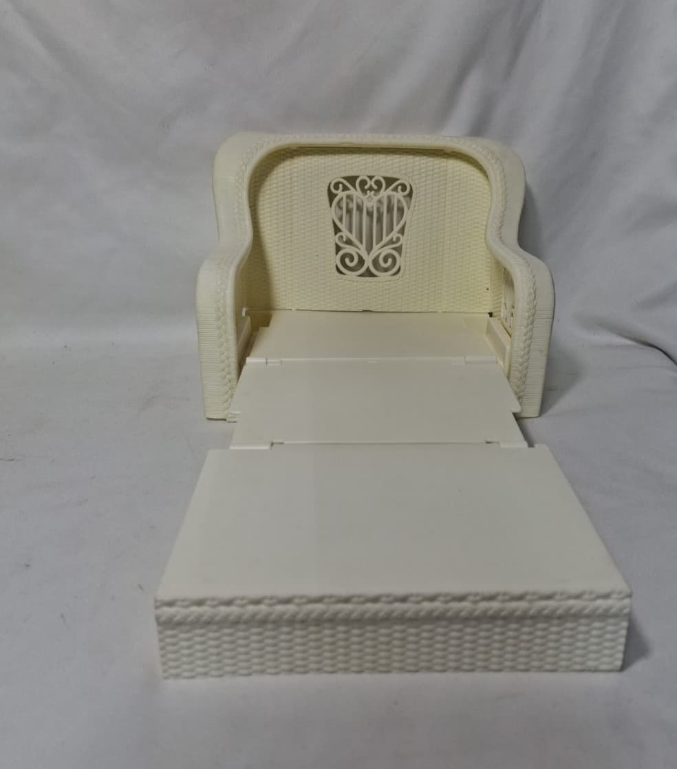 VTg 1983 Mattel Barbie Dream Cottage White Faux Wicker Furniture Couch Chair 3