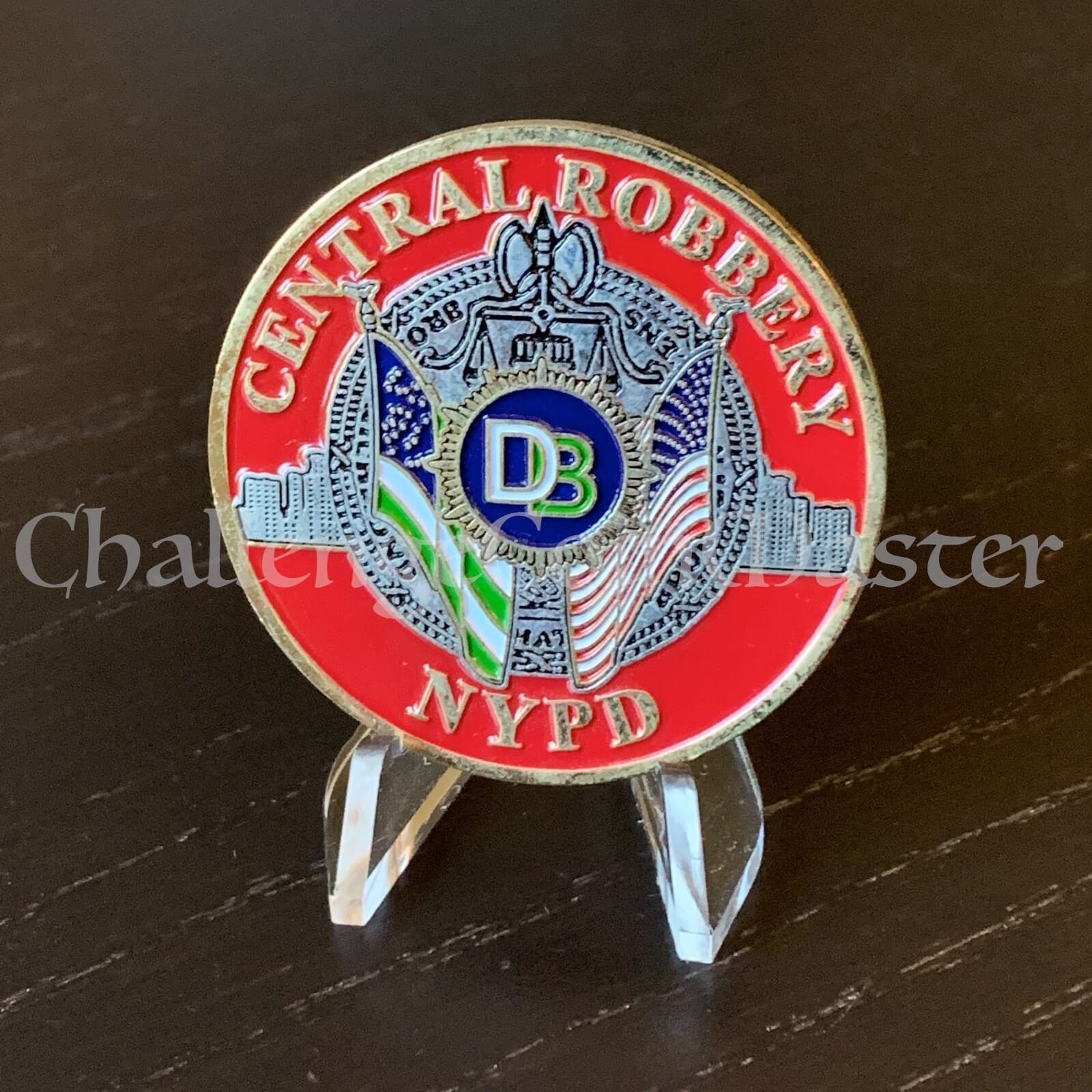 C70 NYPD Central Robbery Red Police Challenge Coin