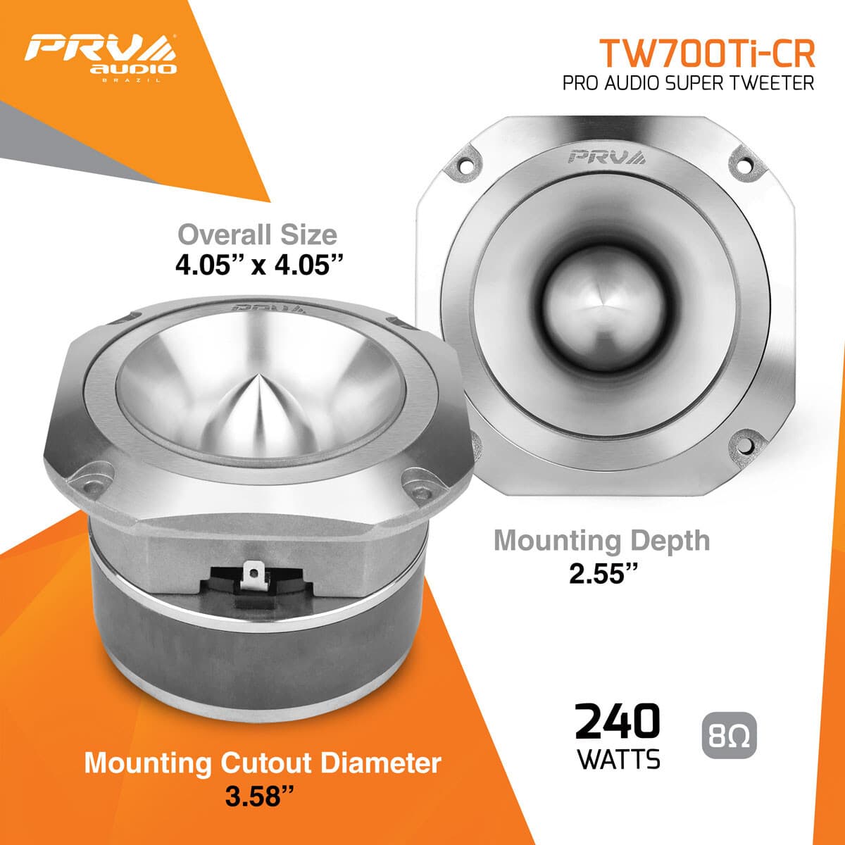 2x PRV Audio TW700Ti-CR Bullet 4” Pro Tweeter 8 Ohm Titanium Car Audio 480W 4