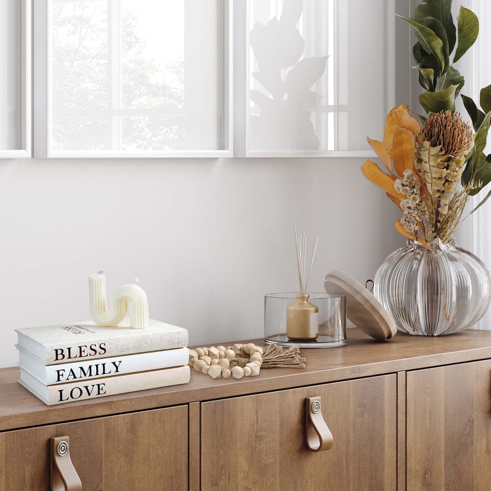 Linen Covered Decor Books 3 Pieces, Decorative Books for Home Decor, Coffee T... 6