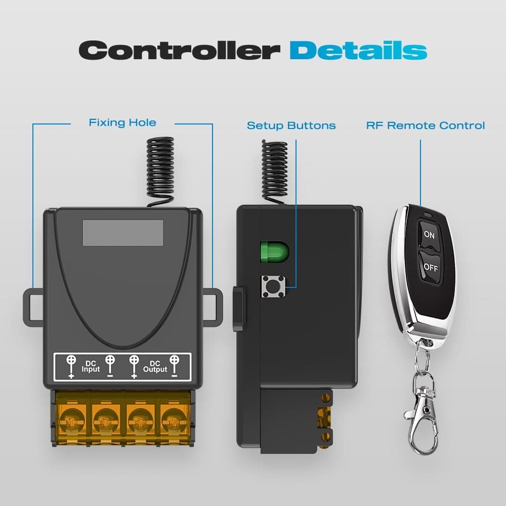 New 12V Remote Switch Wireless, DC Relay RF Control Switch w/ 328ft Long Range 4