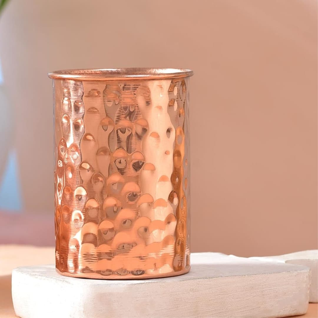 Free Tumbler + Pure Copper Water Bottle 34oz / 1000ml Ayurvedic w/ Sleeve 5