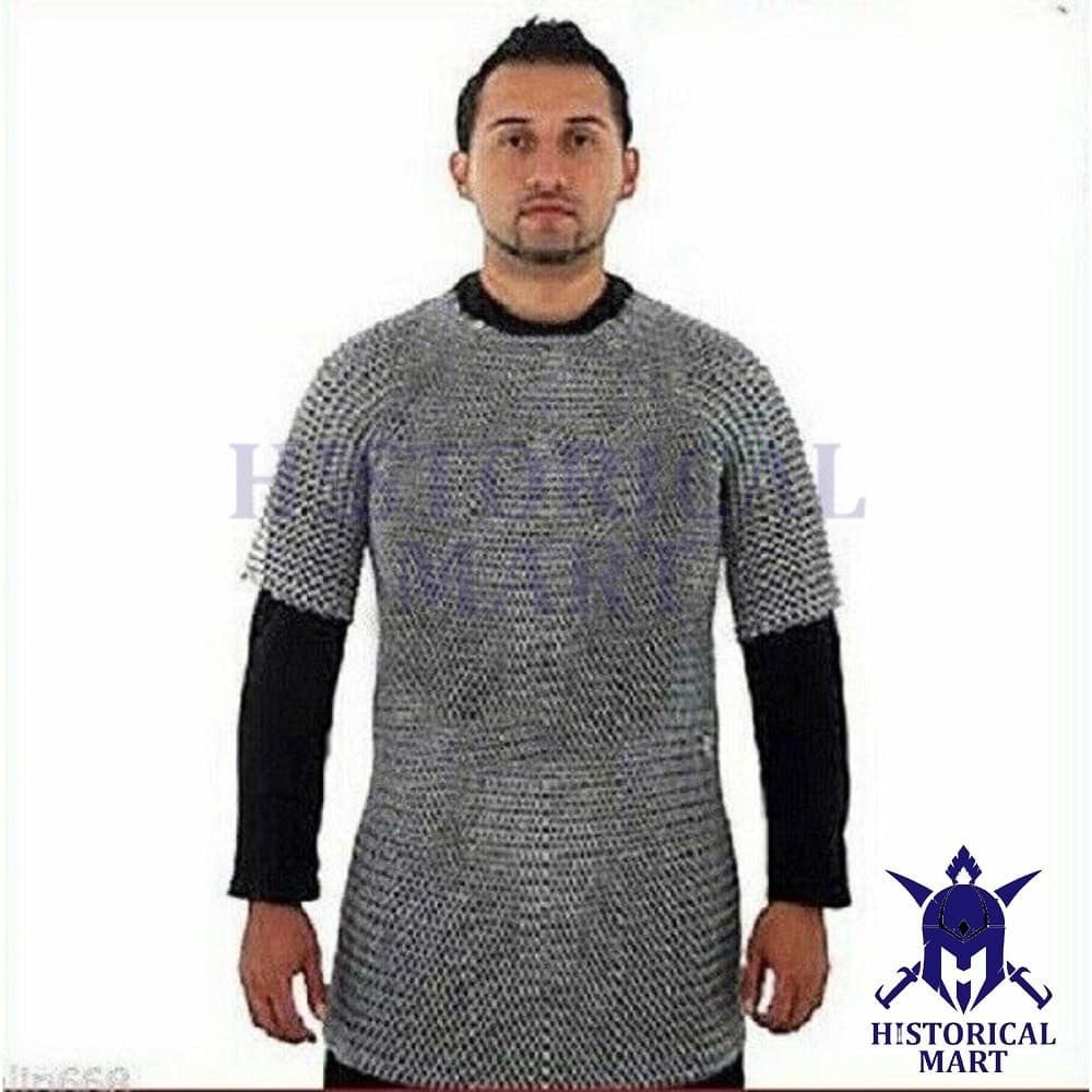 Viking Chainmail Hauberk 10mm Aluminum Rings Half Sleeve Medieval Armor Shirt 3
