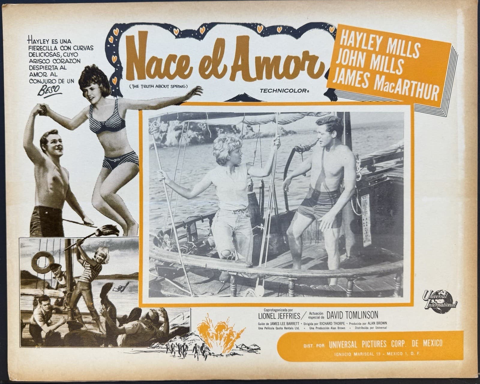 THE TRUTH ABOUT SPRING Hayley Mills John Mills MEXICAN LOBBY CARD SET 1965 2