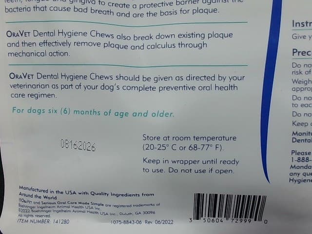 OraVet Dental Hygiene Chews For Small Dogs 10-24 Lb Exp 8/16/26 4