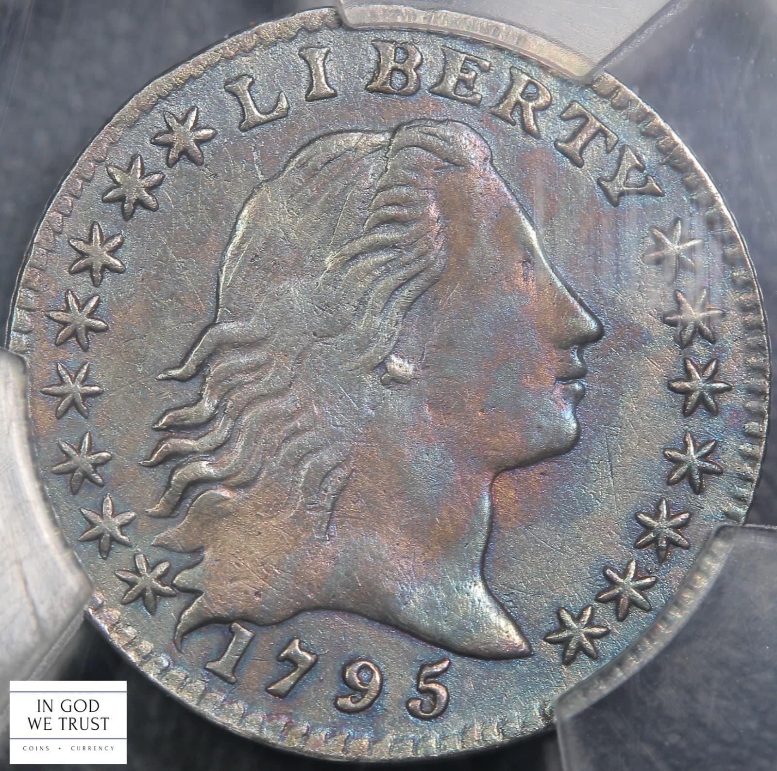 1795 LM-8 Flowing Hair Silver Half Dime H10C PCGS XF Detail (Beautiful Toning!) 6