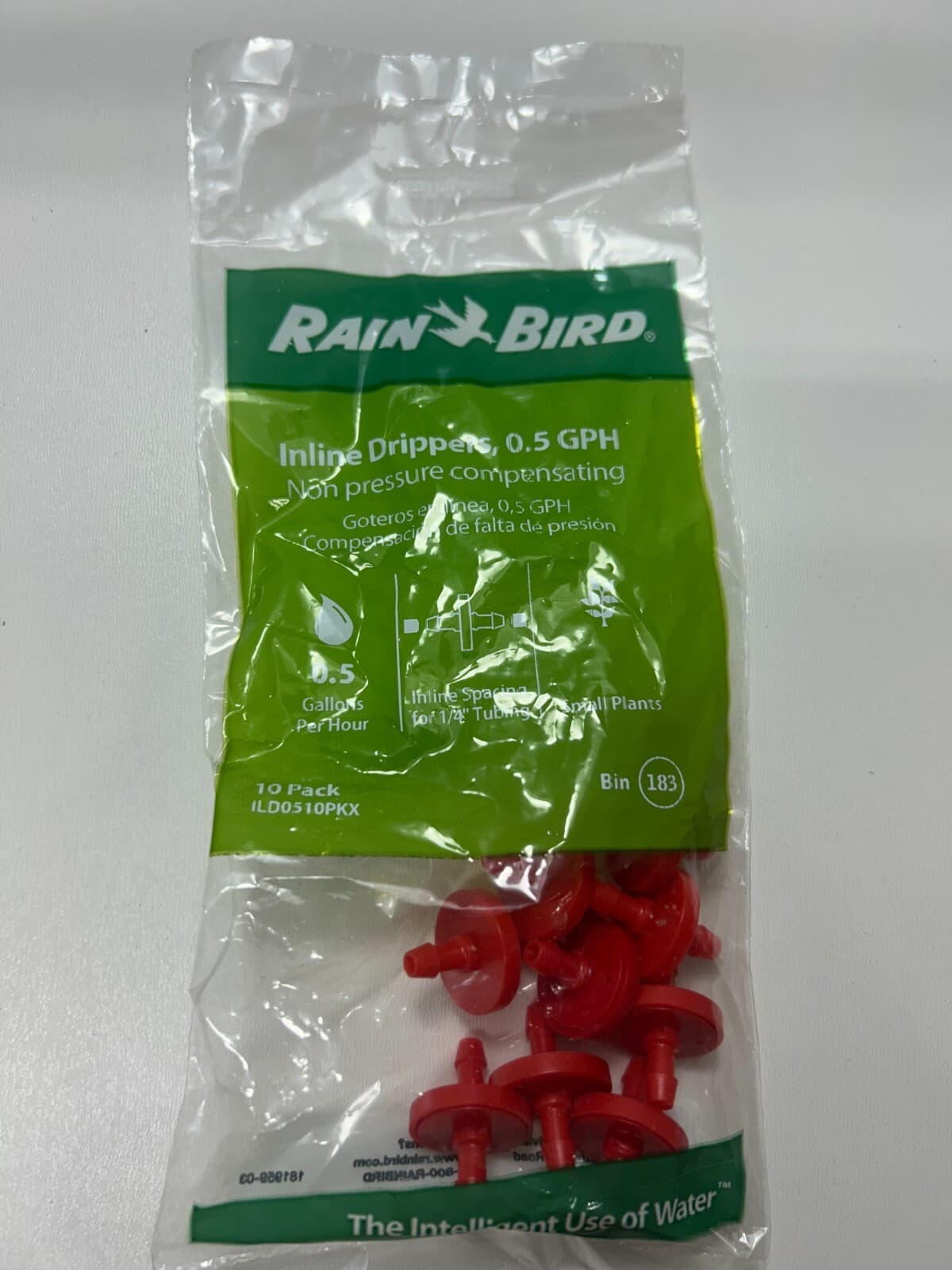 50 Rain Bird Dripper 0.5 GPH ILD0510PKX (5 bags of 10 drippers)  FREE TOOL 2
