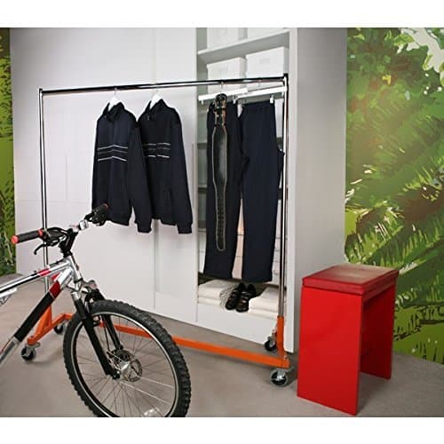 Heavy Duty Commercial Grade Single Bar Z Rack Clothing Garment Clothes Rolling 2