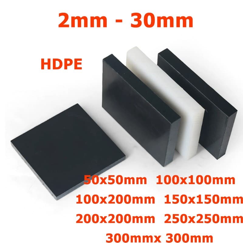 2mm - 30mm Thick HDPE Sheets Polyethylene Plastic Block Plates Panel Black/White