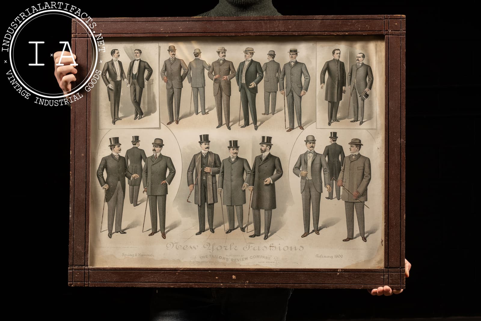 Early 20th Century Men's Fashions Framed Advertising Sign