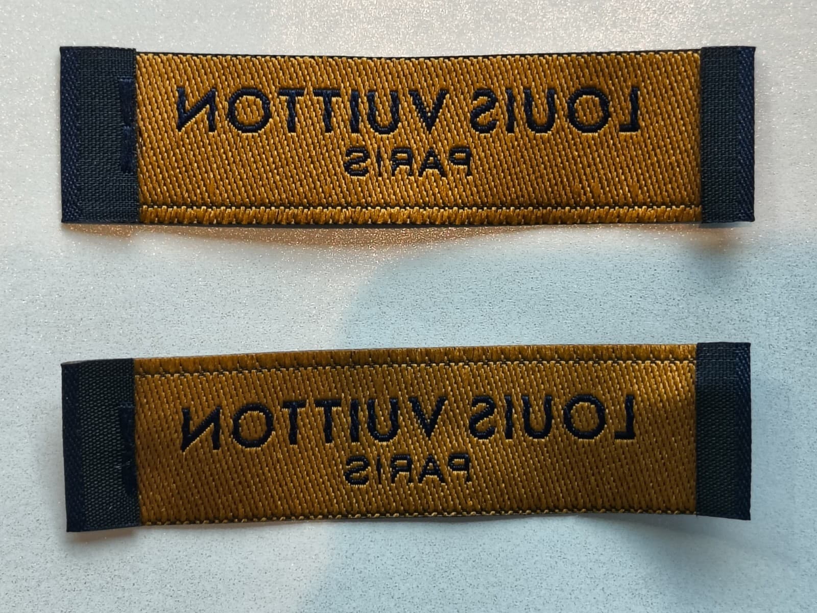 2 Designer Sewing Replacement Clothing Tags LV Label 2.25" X .6" 2