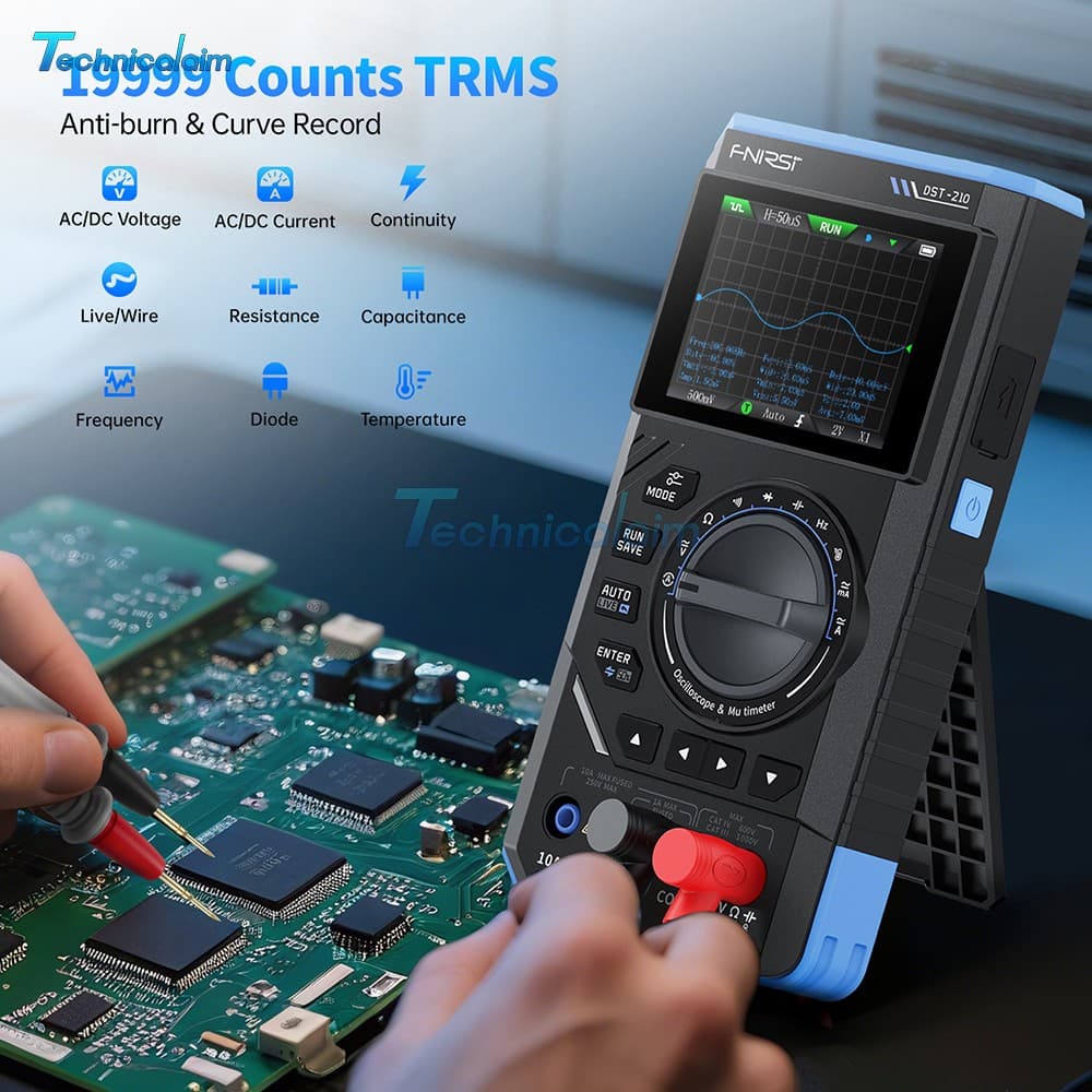 FNIRSI DST210 Digital Oscilloscope Multimeter Signal Generator AC/DC 48MSa/s US 4