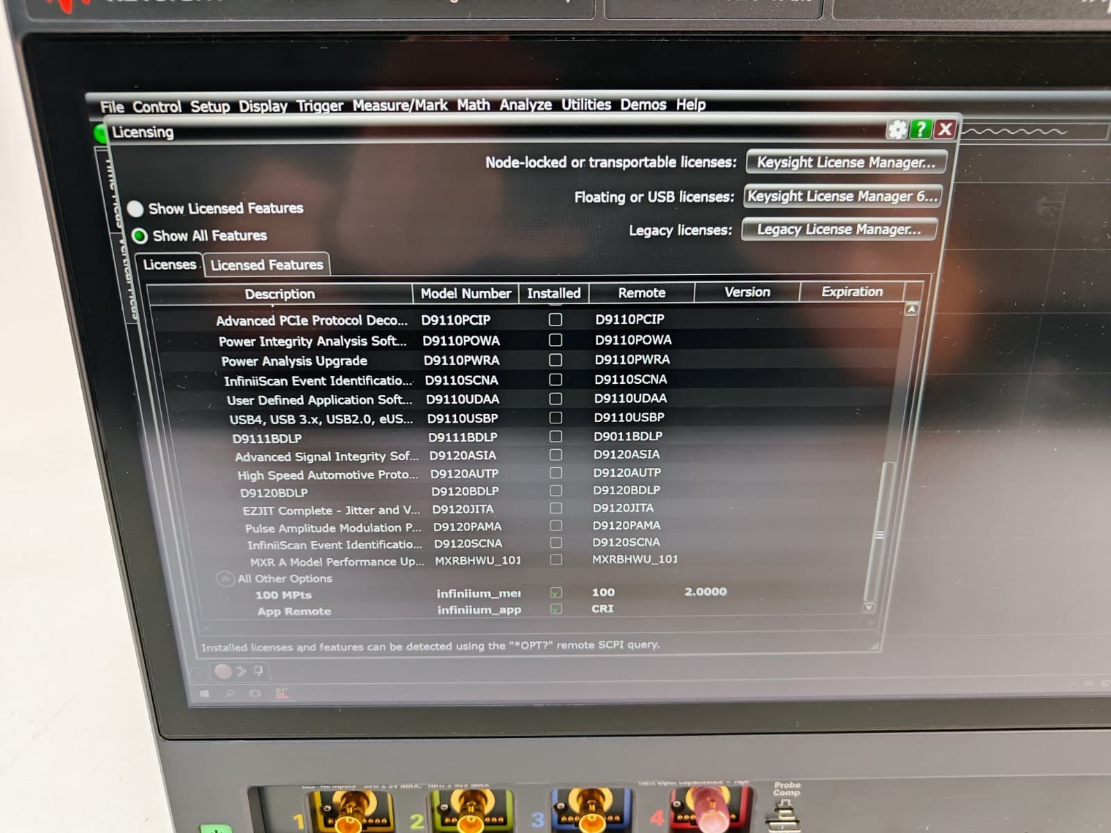 Keysight EXR054A Infiniium EXR-Series Oscilloscope 500 MHz, 16 GSa/s, 4 Ch, 100 5