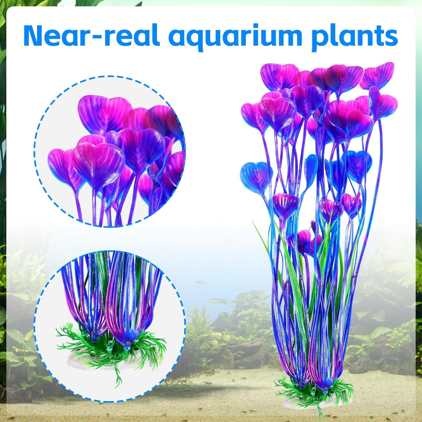2 PCS Artificial Aquarium Plants, Fish Tank Plants Plastic, Aquarium Decor 6