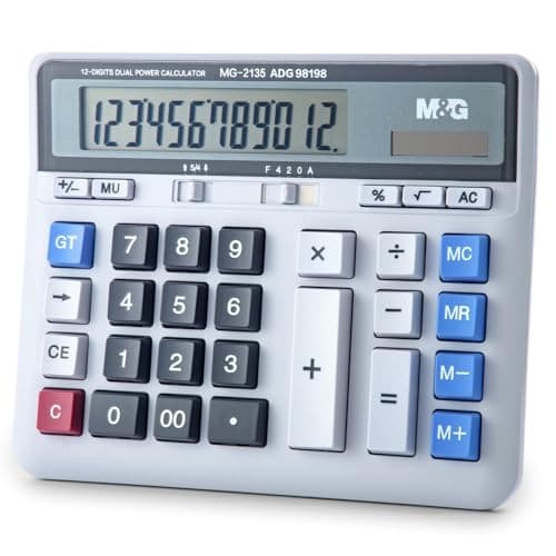  Desktop Calculator 12 Digits Extra Large LCD Display, Dual Solar Power and  2