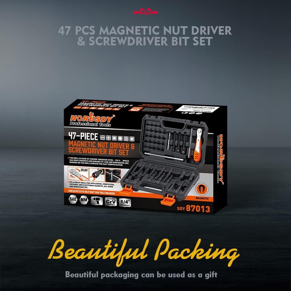 Magnetic Nut Driver Set | 47-Piece | Nut Driver Set for Impact Drill | SAE (1/4" 2