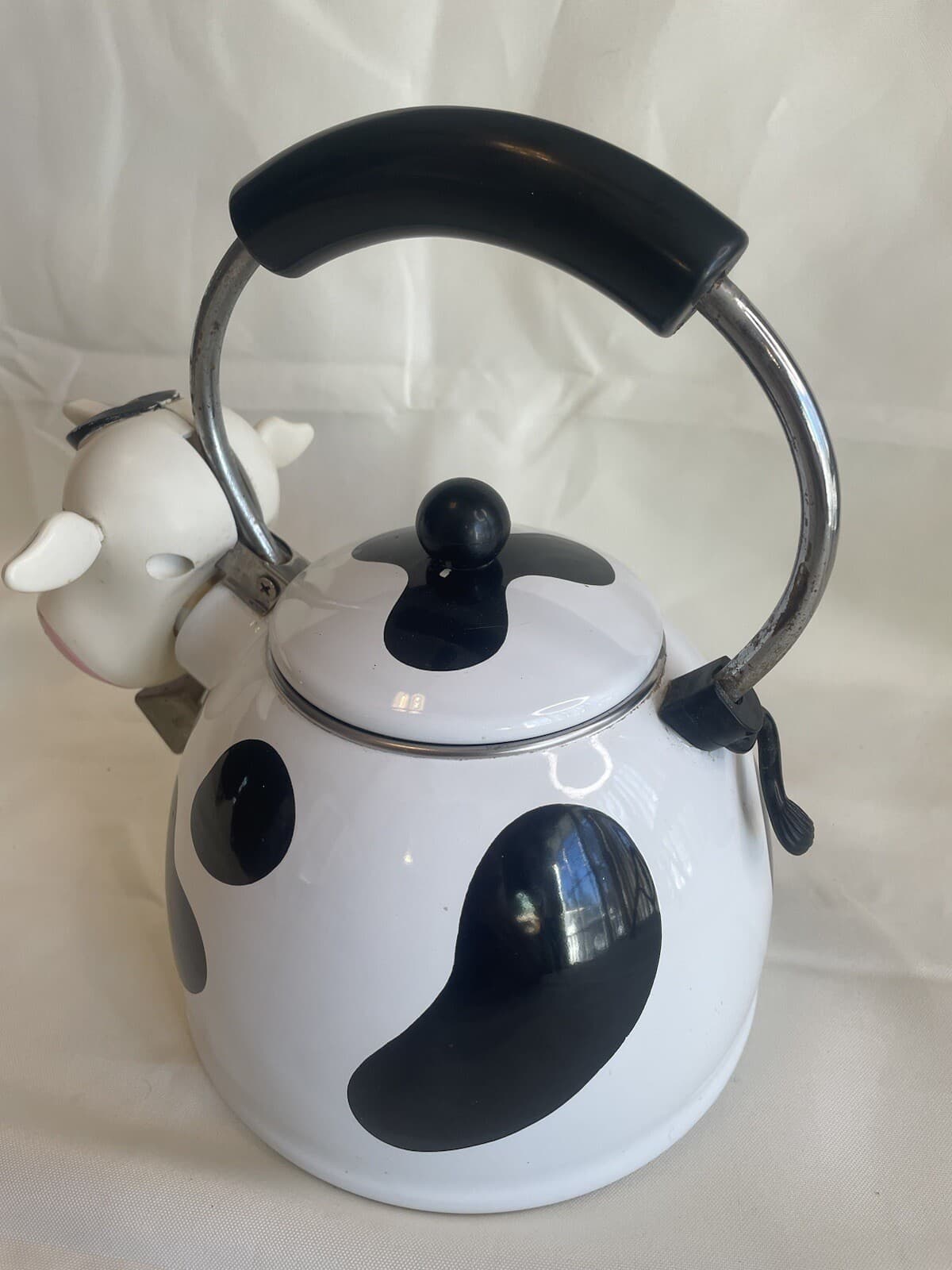 Vintage M Kamenstein Farm Cow Tea Kettle Enamel Whistling Teapot 1992 See Pics 6