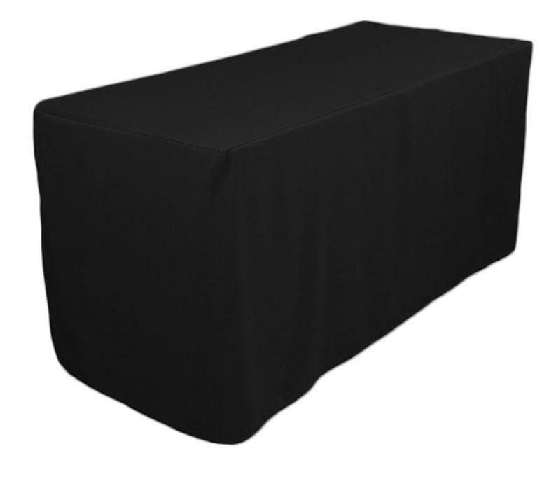 Black 6' ft Fitted Table Cover Polyester Tablecloth Trade show Booth DJ 4