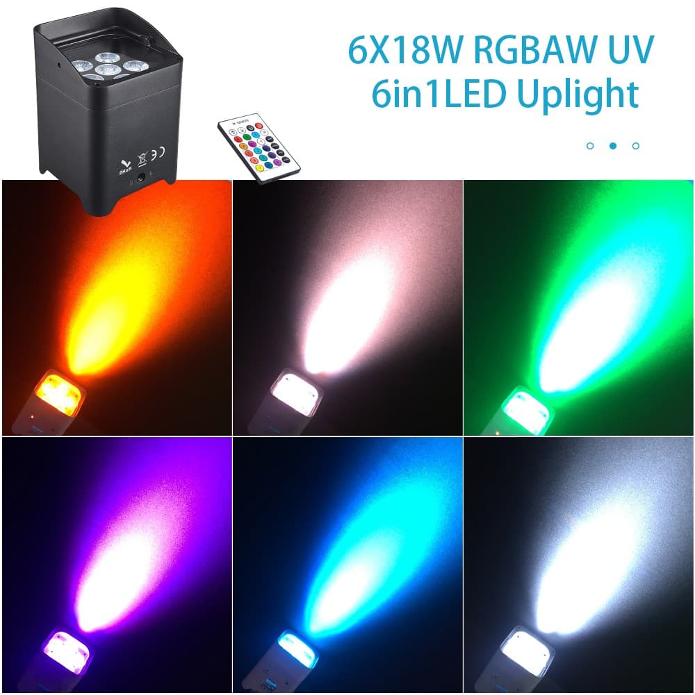 10pcs 6*18 RGBWA+UV 6in1 Battery Powered LED uplight For Wedding Dj Lighting 5