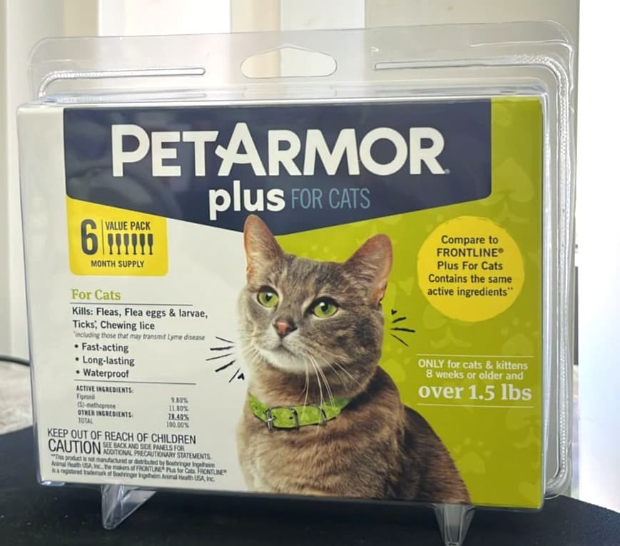 PetArmor PLUS 6 Doses Flea, Tick & Lice Treatment for CATS Cat Over 1.5 LBS NEW