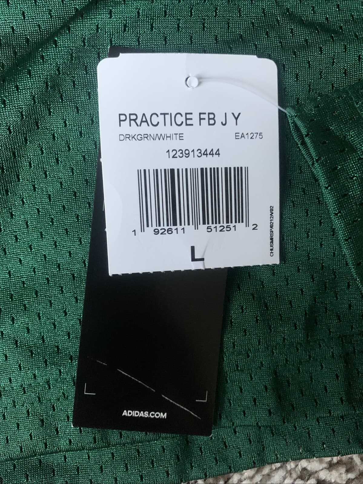 Adidas Football Practice Jersey Dark Green White Youth Kids Boys Size LARGE 5