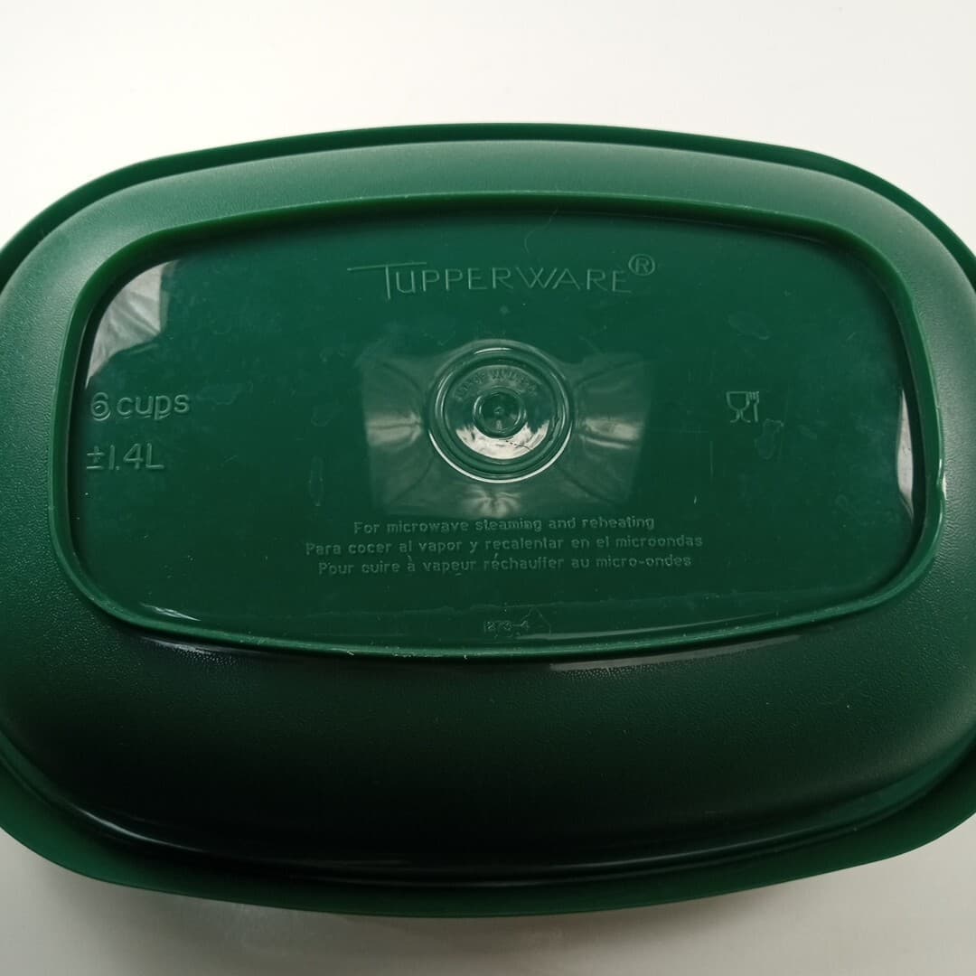 Tupperware #1273-4 Forest Green 3 Piece Vegetable Rice Steamer Strainer Vintage 4