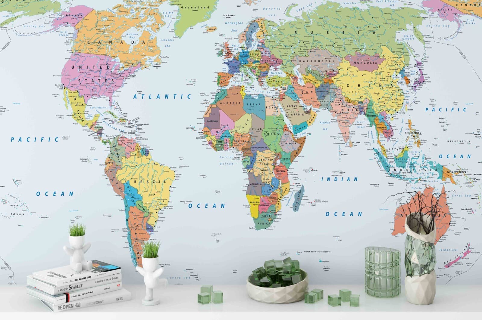 3D World Map Colorful Self-adhesive Removeable Wallpaper Wall Mural 16 2
