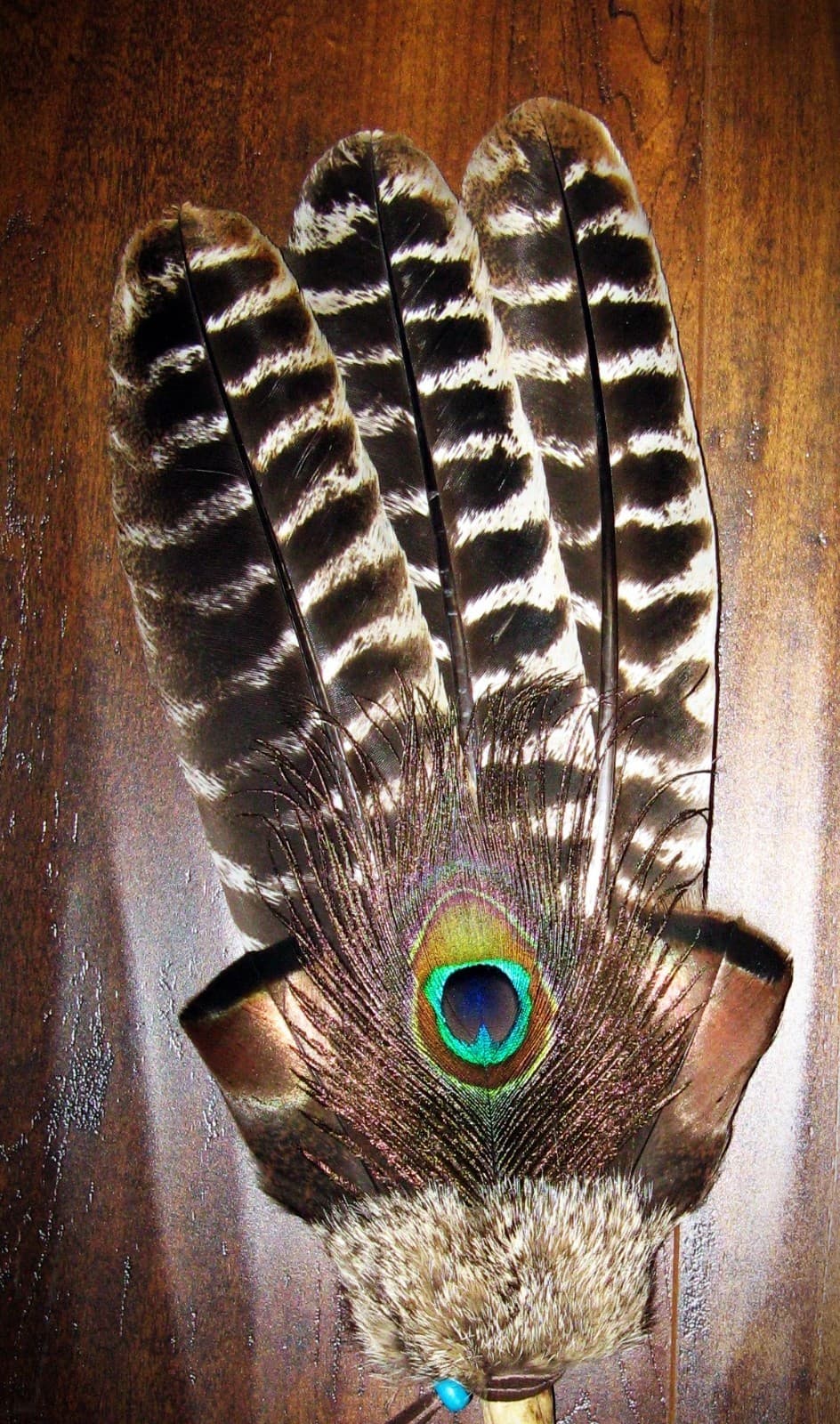 NATIVE AMERICAN TURKEY SMUDGE FAN FEATHERS CEREMONIAL PRAYER 18" 2