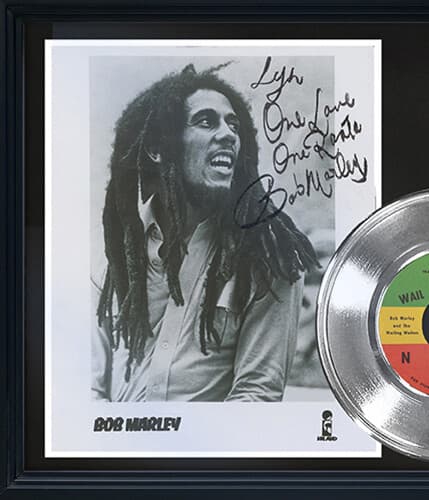 Bob Marley "Rhythm" Framed Silver Reproduction Signed Record Display 2