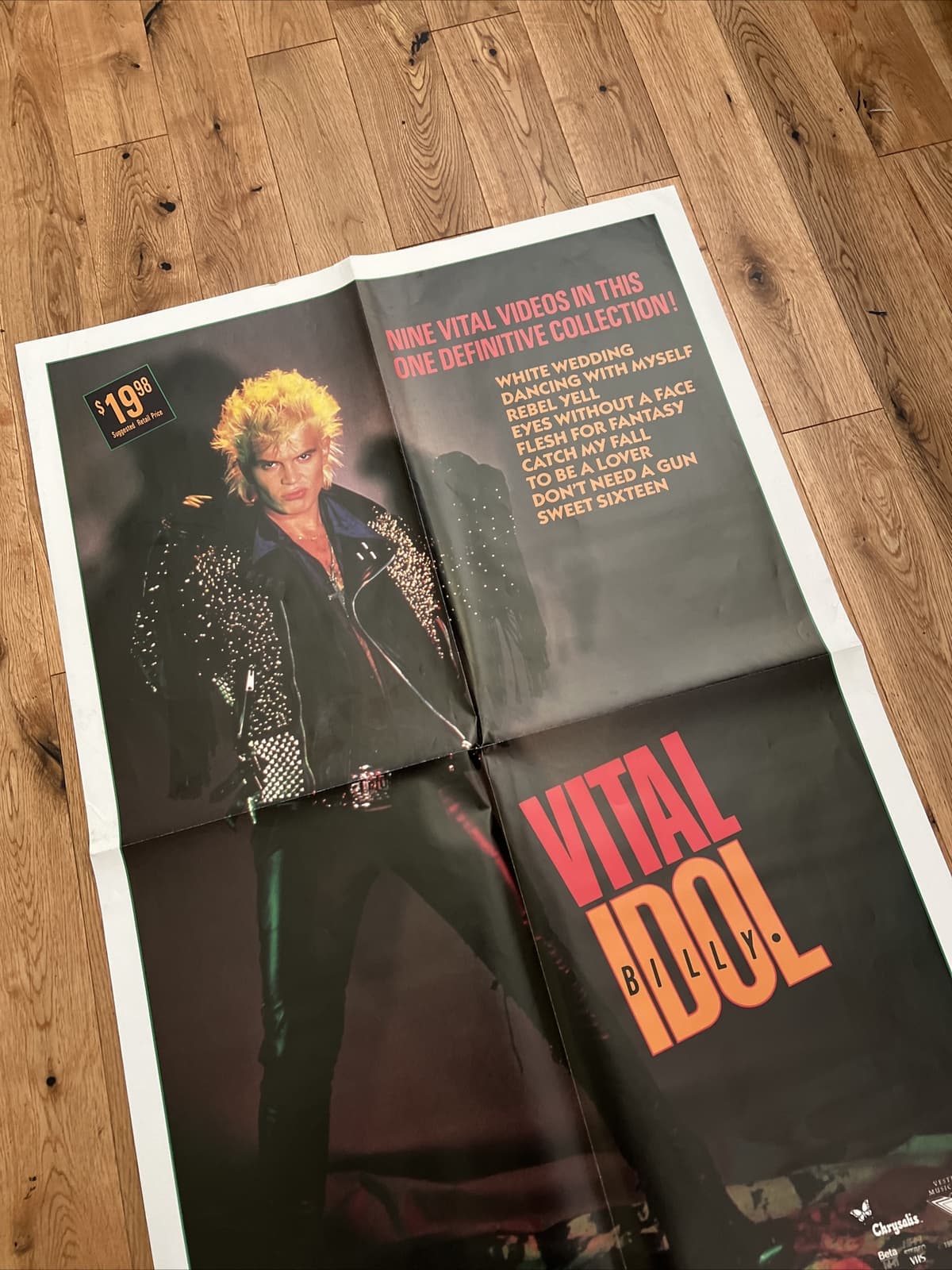 Billy Idol Vital Idol Poster 1987 Vestron MusicVideo USA Fast S/H 5