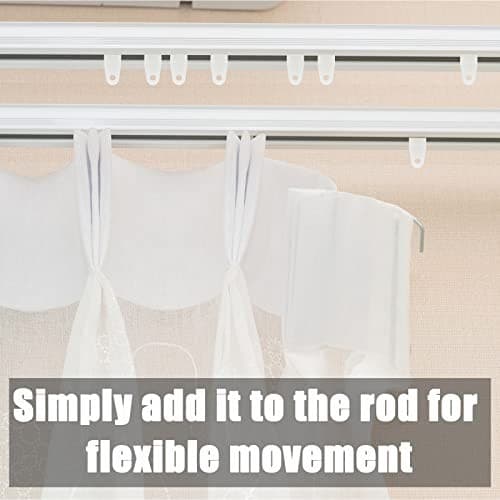  Traverse Rod Slides Curtain Replacement, 50 Pieces White Plastic Curtain 50pcs 5