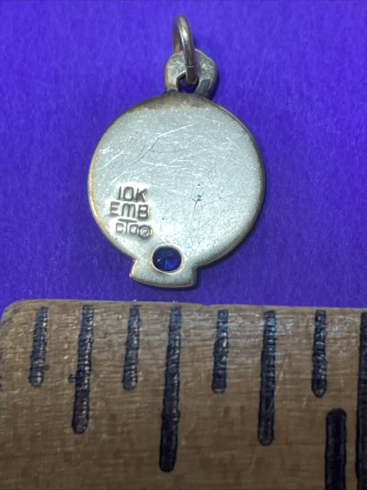 Southern Bell Service Award Pendant Bracelet Charm Sapphire 10KT GOLD 1980's 5